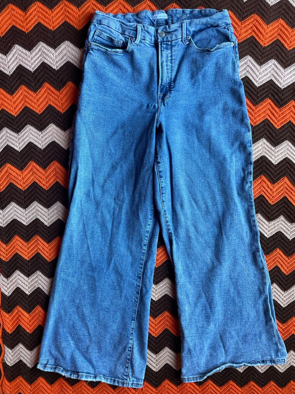 Good American Good Waist Palazzo Wide Leg Jeans sz 15